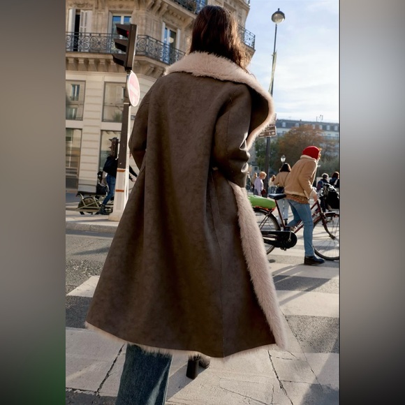 New ZARA Reversable Faux Fur Double-Faced Coat - Picture 7 of 16